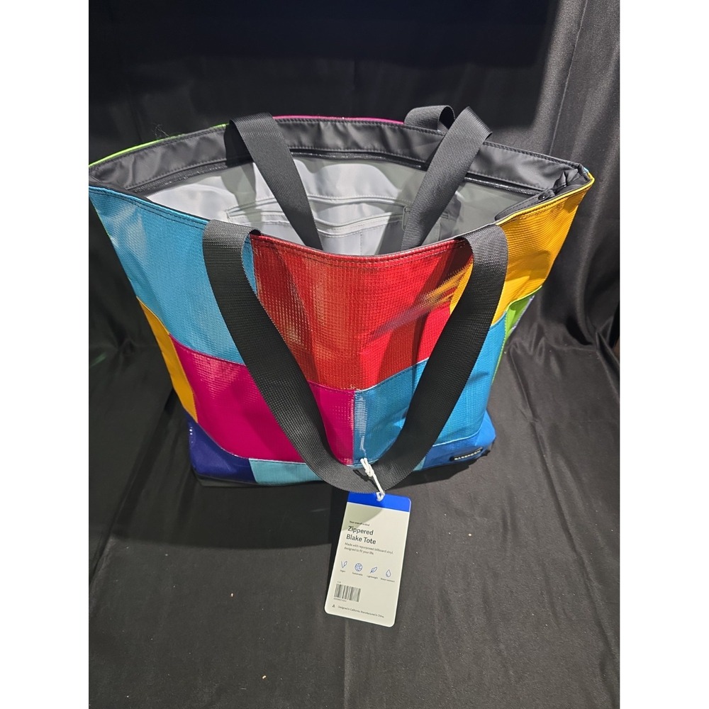 Rareform Zippered Blake Tote Bag One Of A Kind Billboard Vinyl Multicolor NWT